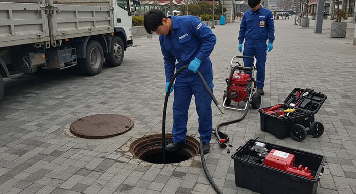 안양 하수구 고압세척, 꽉 막힌 운까지 시원하게