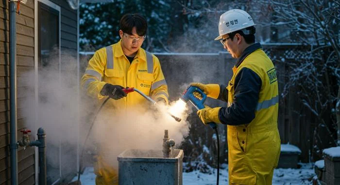 안양 신촌동 수도 동파 녹임 해빙 녹여서 새 배관처럼 통수