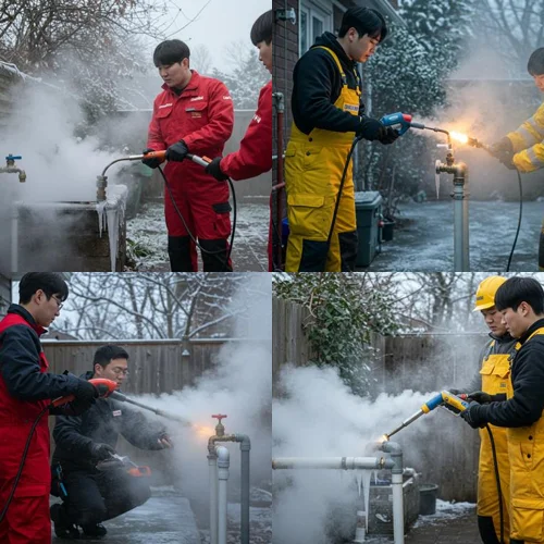 평안동 수도관 동파 하수구 녹여서 새것처럼 복구