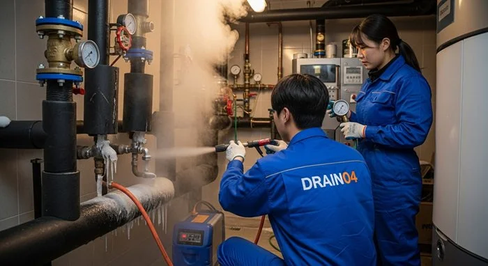 안양 언수도 녹임 하수구 수도관 해빙과 하수구 통수