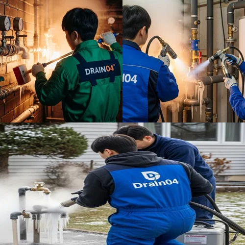 범계동 언 수도 녹임 해빙 업체 동파로 인한 역류 해결