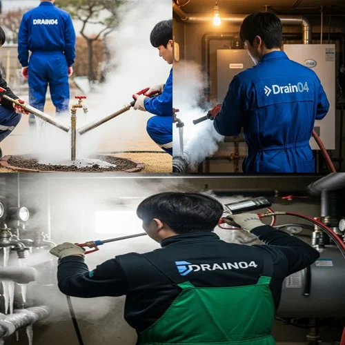 안양시 하수구 해빙 얼었을때 녹여서 하수구 뻥 뚫어