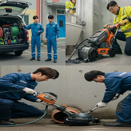 안양시 변기 막힘 관통기 작업